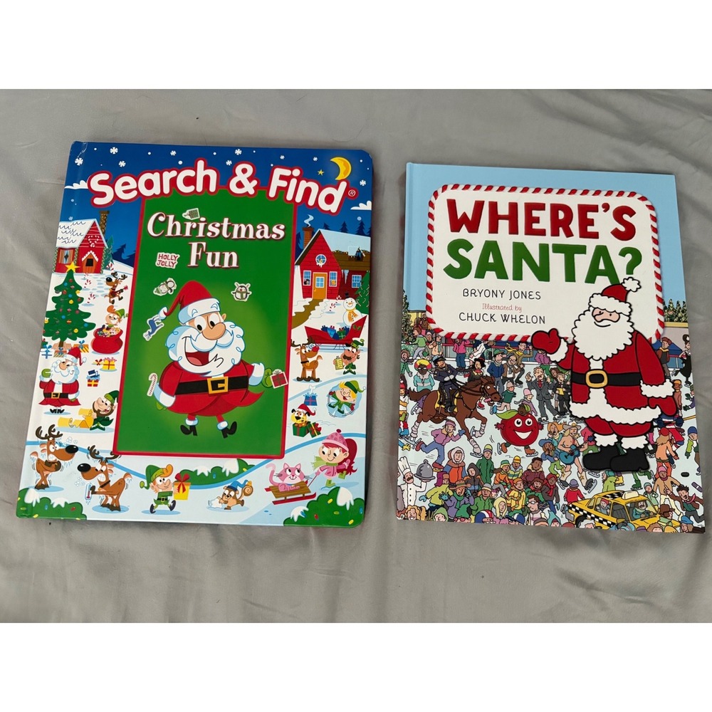 Christmas Search and Find Book Bundle Wheres Santa and Christmas Fun 2 Pack